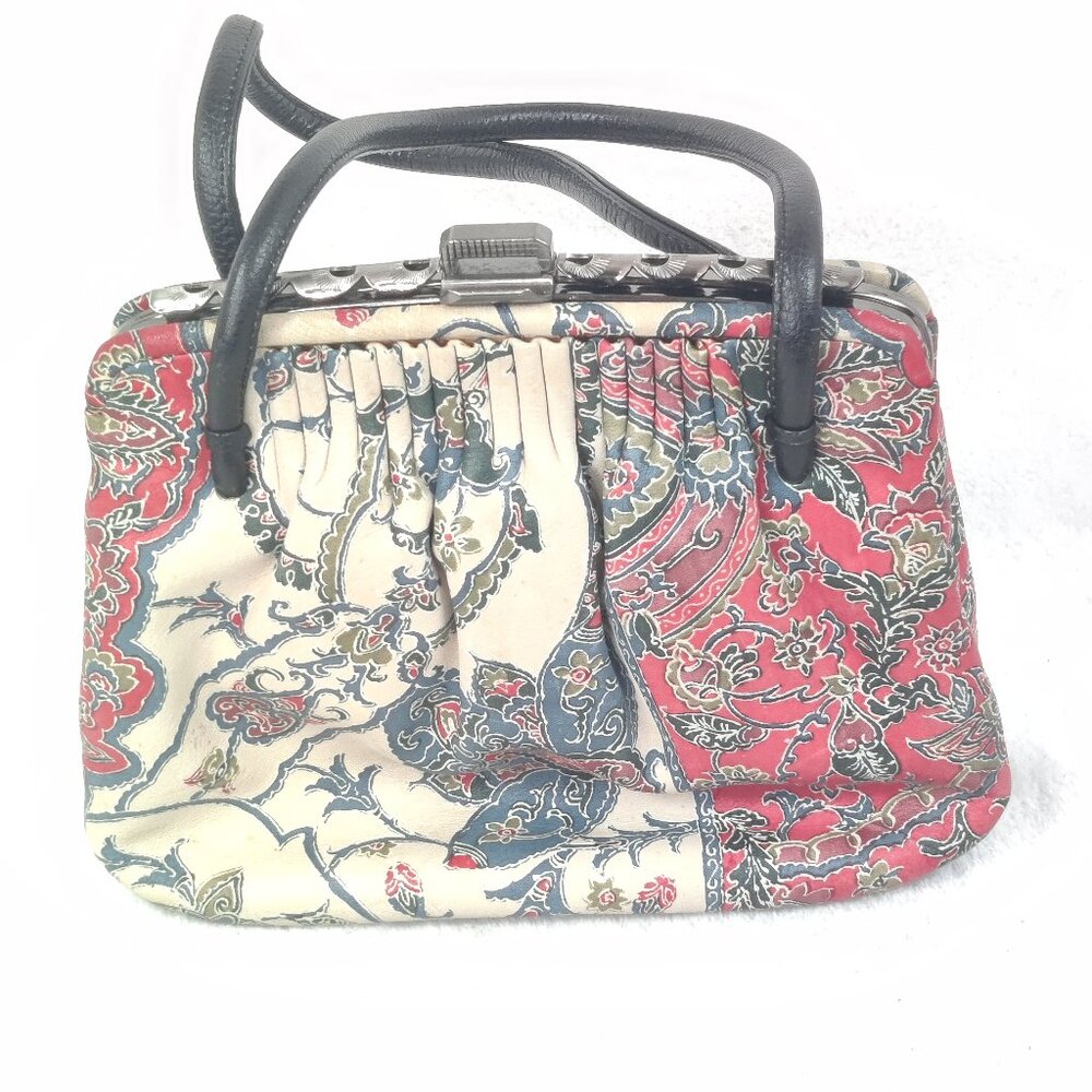 Small Vintage Paisly Cottagecore Plaid leather purse patterns clasp handles